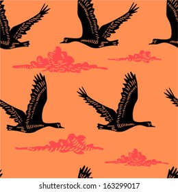 Seamless pattern with flying geese