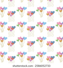 Seamless pattern with flying hearts