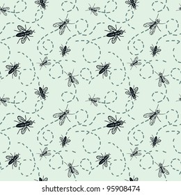 Seamless pattern with flying insects