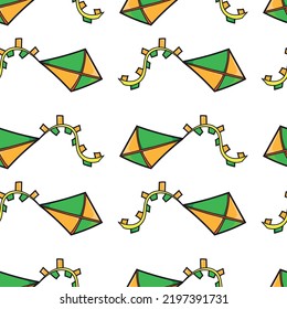 Seamless Pattern With Flying Kite Doodle Vector
