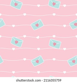 seamless pattern flying love letter, design for scrapbooking, decoration, cards, paper goods, background, wallpaper, wrapping, fabric and all your creative projects