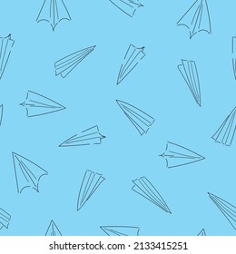 Seamless pattern, flying paper airplanes. Minimalism style