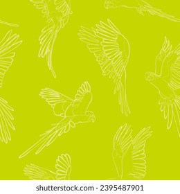 Seamless pattern with flying parrots. Vector illustration.