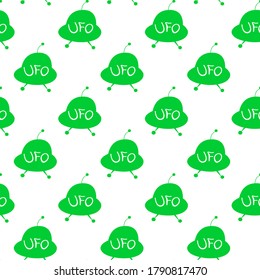 Seamless pattern with Flying Saucers, UFO. Vector background and texture for fabric, wrapping, wallpaper, textile, apparel, cover