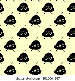 Seamless pattern with Flying Saucers, UFO. Vector background and texture for fabric, wrapping, wallpaper, textile, apparel, cover