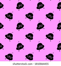 Seamless pattern with Flying Saucers, UFO. Vector background and texture for fabric, wrapping, wallpaper, textile, apparel, cover