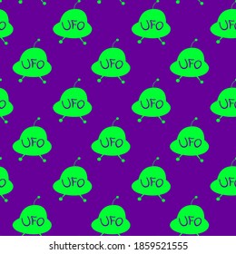 Seamless pattern with Flying Saucers, UFO. Vector background and texture for fabric, wrapping, wallpaper, textile, apparel, cover
