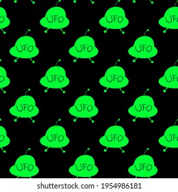 Seamless pattern with Flying Saucers, UFO. Vector background and texture for fabric, wrapping, wallpaper, textile, apparel, cover