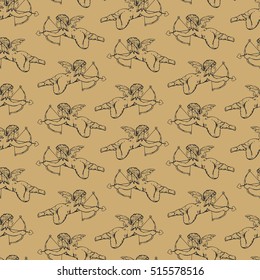 Seamless pattern - Flying Valentin's angels 