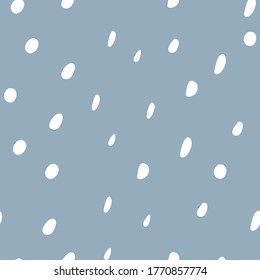 Seamless pattern of flying white spots against the sky. Vector snowfall patterns on Wallpaper, cotton fabric, suitable for printing on paper, packaging, trend clothing