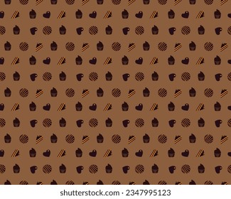 Seamless pattern foe textile design.Chocolate cake pattern for background, tshirt, poster designs vector illustration.