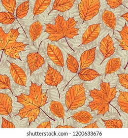 Seamless pattern with foliage. Falling Leaves