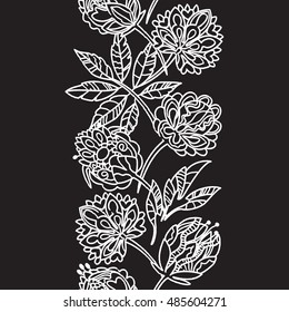 seamless pattern with foliage and flowers