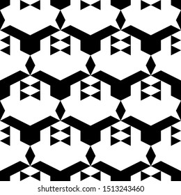 Seamless pattern. Folk background. Ethnic motif. Digital paper, textile print, design, abstract. Rhombuses, triangles, figures ornament. Diamonds, triangular shapes, signs backdrop. Vector .