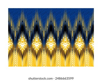 Patrón sin costura Folk, Damasco, Herringbone, Ikat azteca, diseño para textiles, alfombra, cortina, piso y fondo. 