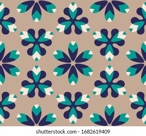 Nahtloses Muster mit Folk Motifs in 4 Farben. Vektorillustration.