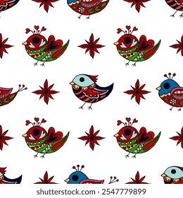 Seamless pattern. Folk ornament. Pattern in hand drawn style
