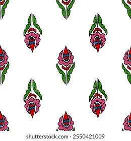Seamless pattern. Folk ornament. Pattern in hand drawn style