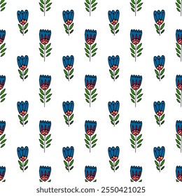 Seamless pattern. Folk ornament. Pattern in hand drawn style