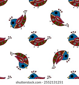 Seamless pattern. Folk ornament. Pattern in hand drawn style