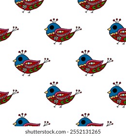 Seamless pattern. Folk ornament. Pattern in hand drawn style