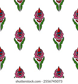 Seamless pattern. Folk ornament. Pattern in hand drawn style