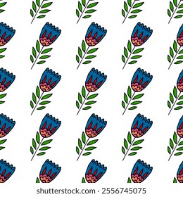 Seamless pattern. Folk ornament. Pattern in hand drawn style