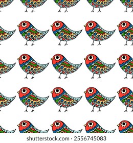 Seamless pattern. Folk ornament. Pattern in hand drawn style