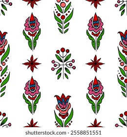 Seamless pattern. Folk ornament. Pattern in hand drawn style