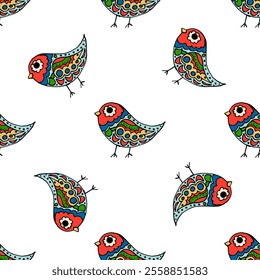 Seamless pattern. Folk ornament. Pattern in hand drawn style