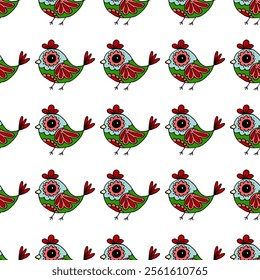 Seamless pattern. Folk ornament. Pattern in hand drawn style