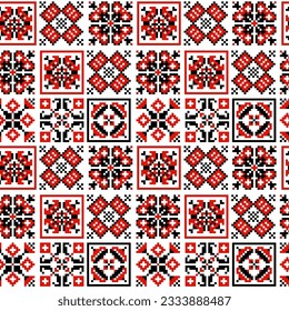 seamless pattern in folk style. red-black