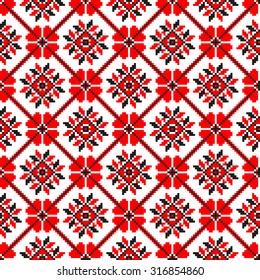 seamless pattern in folk style. red-black