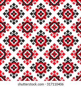 seamless pattern in folk style. red-black