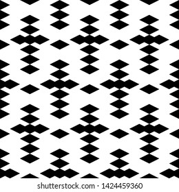 Seamless pattern. Folk wallpaper. Ethnic motif. Simple shapes background. Geometric backdrop. Rhombuses, figures ornament. Digital paper, textile print, web design, abstract.