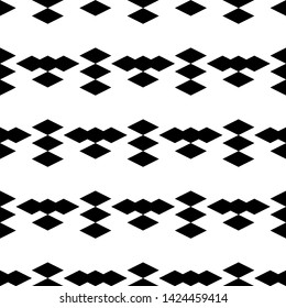 Seamless pattern. Folk wallpaper. Ethnic motif. Simple shapes background. Geometric backdrop. Rhombuses, figures ornament. Digital paper, textile print, web design, abstract.