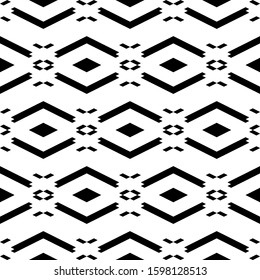 Seamless pattern. Folk wallpaper. Ethnic motif. Geometric backdrop. Digital paper, textile print, web design, abstract. Simple shapes background. Rhombuses, chevrons, parallelograms ornament. Vector.