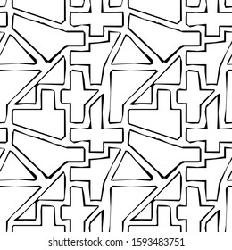 Seamless pattern. Folk wallpaper. Figures ornament. Polygons, triangles backdrop. Embroidery background. Tribal motif. Ethnic mosaic. Digital paper, textile print, web design, abstract. Vector art