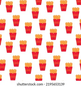 seamless pattern food background. French Fries seamless pattern