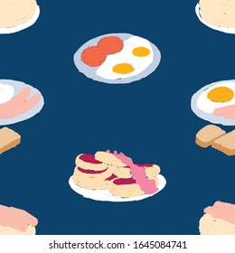 Seamless pattern of food for breakfast