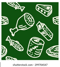 seamless pattern with a food drawn on a chalkboard