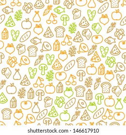 Seamless pattern with food elements