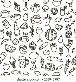 Seamless pattern with food elements