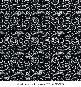 Seamless pattern with food icons. doodle food pattern. Food background
