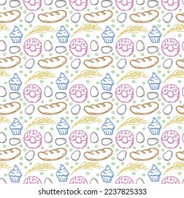 Seamless pattern with food icons. doodle food pattern. Food background