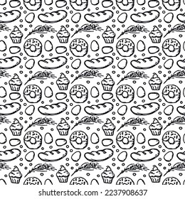 Seamless pattern with food icons. doodle food pattern. Food background
