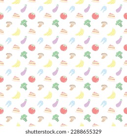 Seamless pattern with food icons. doodle food pattern. Food background