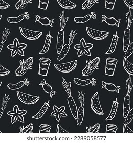 Seamless pattern with food icons. doodle food pattern. Food background