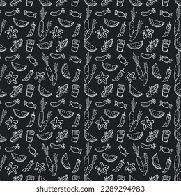 Seamless pattern with food icons. doodle food pattern. Food background