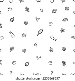 seamless pattern with food icons. icons of food, mushrooms, sweets, vegetables and fruits. vector food icons